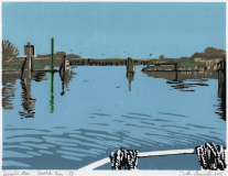 Zwarte Meer, Zwolsche Die, 2025, Linolschnitt auf Karton, Blatt 21 x 29,7 cm, Druck 15 x 20  cm