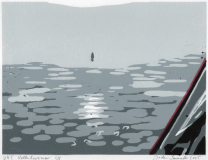 VK7 Vollenhovermeer, 2025, Linolschnitt auf Karton, Blatt 21 x 29,7 cm, Druck 15 x 20  cm