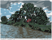 Warkumer Trekfeart, 2025, Linolschnitt auf Karton, Blatt 21 x 29,7 cm, Druck 15 x 20  cm