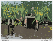 Pumpauslass, 2025, Linolschnitt auf Karton, Blatt 21 x 29,7 cm, Druck 15 x 20  cm