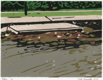 Ponton, 2025, Linolschnitt auf Karton, Blatt 21 x 29,7 cm, Druck 15 x 20  cm