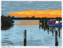 Wilsum Haven, 2025, Linolschnitt auf Karton, Blatt 21 x 29,7 cm, Druck 15 x 20  cm