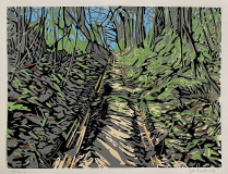 Hohlweg, 2022, Linolschnitt auf Büttenpapier,  39x53 cm