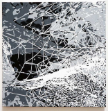 Netzdetail 1, 2013, Linolschnitt auf Leinwand, 32 x 32 cm