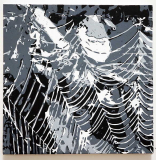 Netzdetail 4, 2013, Linolschnitt auf Leinwand, 32 x 32 cm