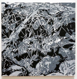 Netzdetail 5, 2013, Linolschnitt auf Leinwand, 32 x 32 cm