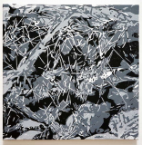 Netzdetail 5, 2013, Linolschnitt auf Leinwand, 32 x 32 cm