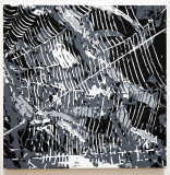Netzdetail 8, 2013, Linolschnitt auf Leinwand, 32 x 32 cm