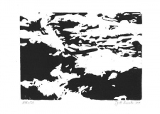 Atlantik, 2019, Linolschnitt auf Karton, 21 x 29,7 cm