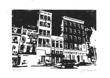 Canal St, 2019, Linolschnitt auf Karton, 21 x 29,7 cm