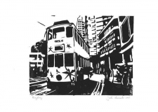 Hongkong, 2019, Linolschnitt auf Karton, 21 x 29,7 cm