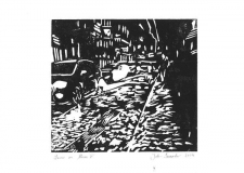 Snow on Mercer, 2019, Linolschnitt auf Karton, 21 x 29,7 cm