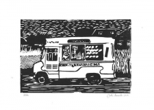 Wales, 2019, Linolschnitt auf Karton, 21 x 29,7 cm