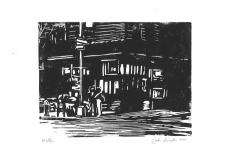 Walkers, 2019, Linolschnitt auf Karton, 21 x 29,7 cm