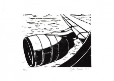 Düse, 2019, Linolschnitt auf Karton, 21 x 29,7 cm