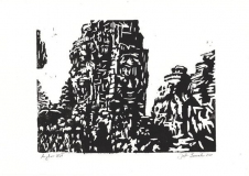 Angkor Wat, 2020, Linolschnitt auf Karton, 21 x 29,7 cm