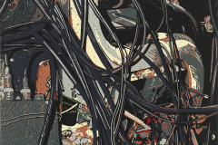 Harald's Scooter, 2022, Linolschnitt auf Leinwand, 80x90 cm